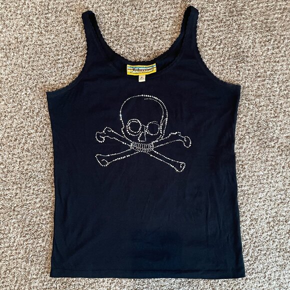 NWOT Size XL Libertine for Target black tank with skull and crossbones sequins - Picture 1 of 8